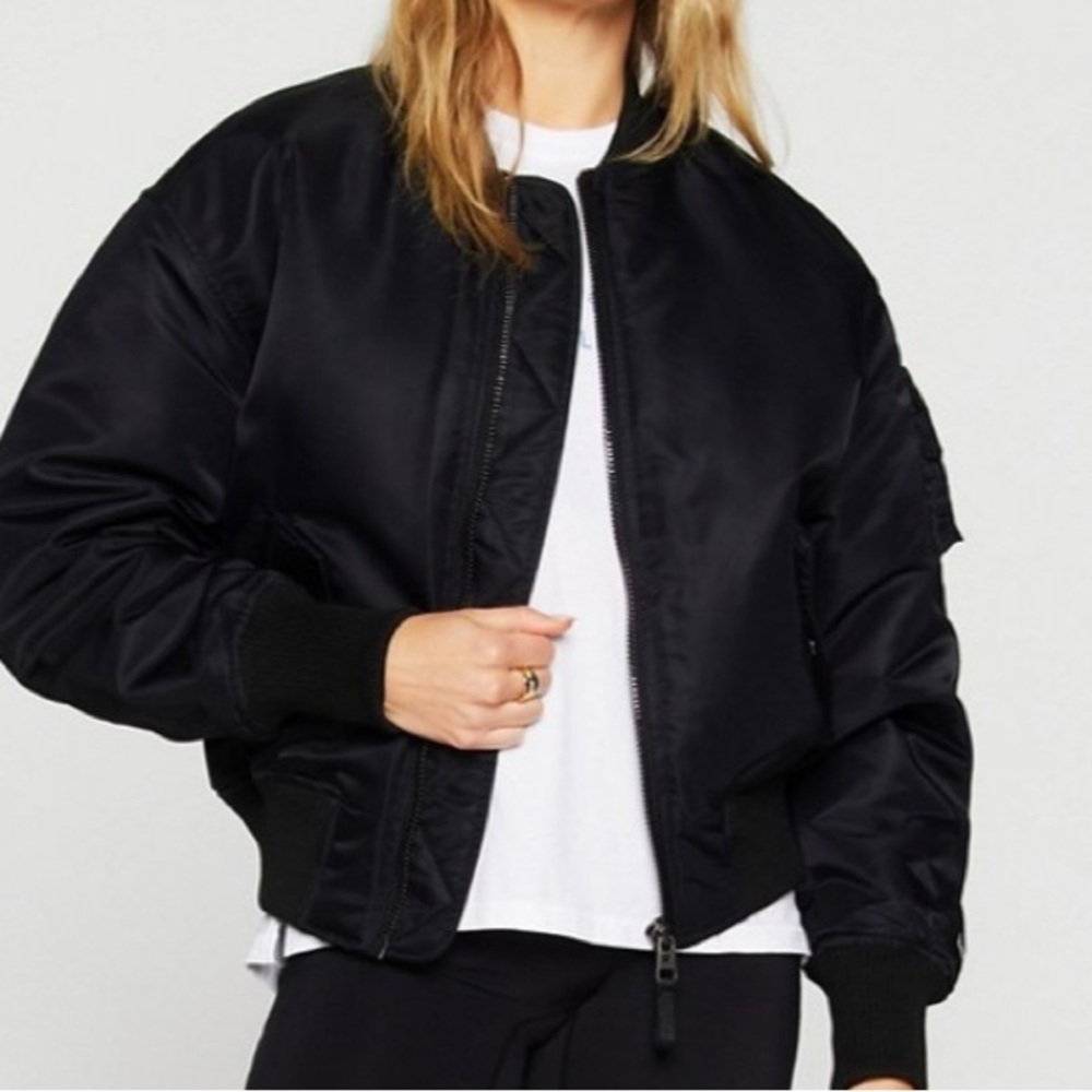 Fabletics Iconic Black Bomber Jacket for Women XL New!